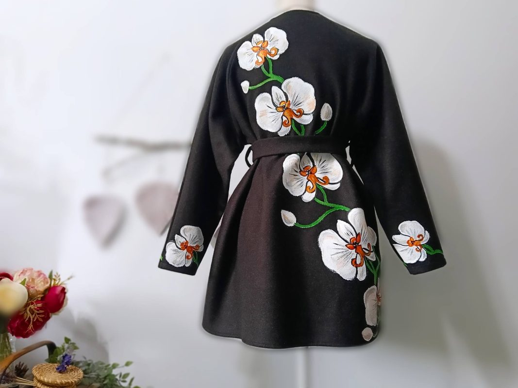 Cardigan oversize – Orhidee pictată - Andra Natea